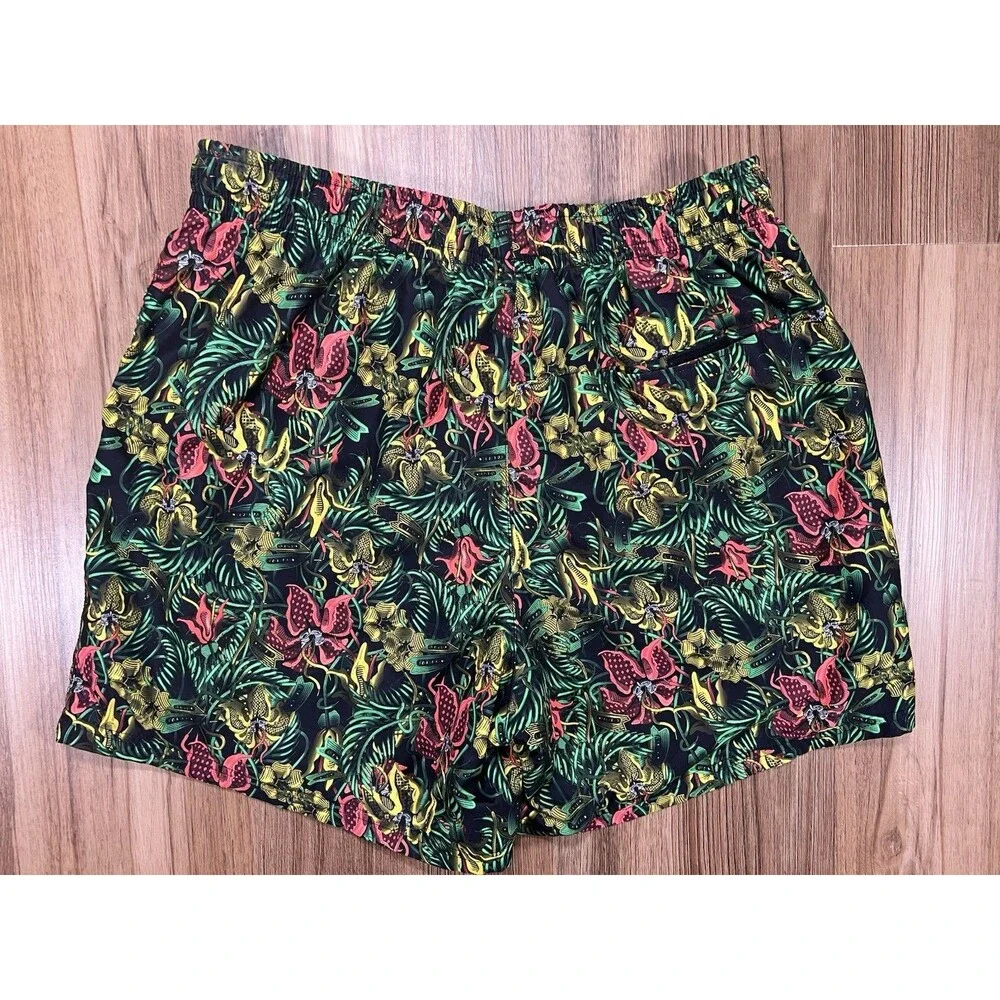 Nike Shorts Men's XL Flower Allover Print Hawaiian Tour Yellow Light Green Spark